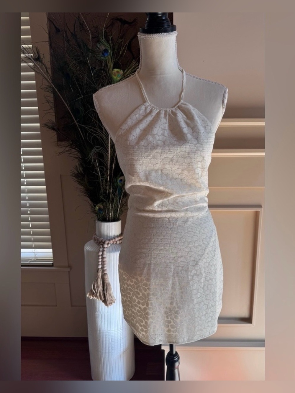 Lush Strapless Cream Lace  Trim Dress